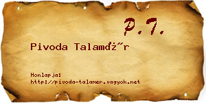 Pivoda Talamér névjegykártya